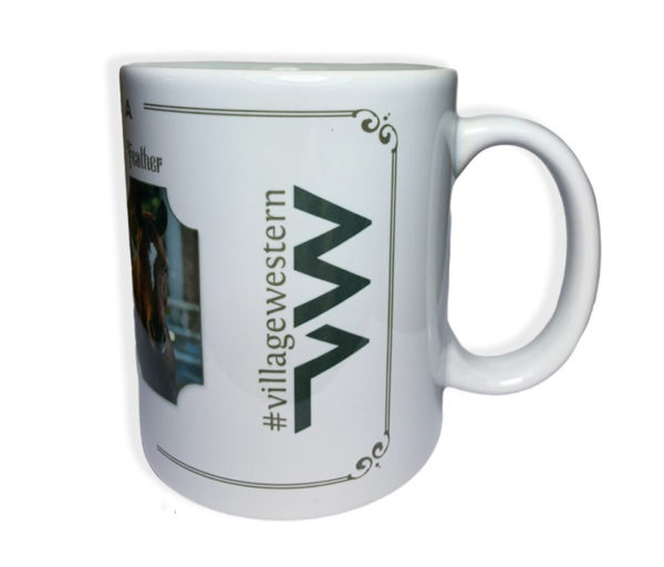 Mug ceramique blanc appaloosa feather et logo Village Western